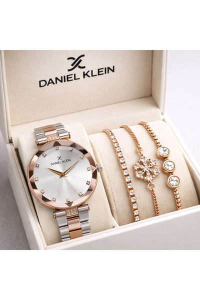 Daniel Klein Rose Gümüş Renk - Kesme Cam - Kadın Kol Saati - Bileklik Seti - ...