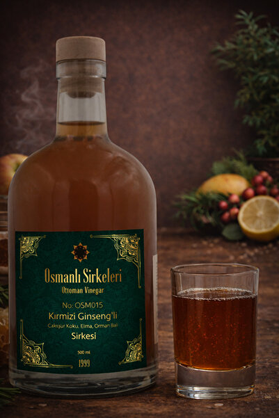 OSM 015 KIRMIZI GİNSENG (Kırmızı Ginseng, Çakşır Kökü, Elma, Orman Balı) SİRKESİ