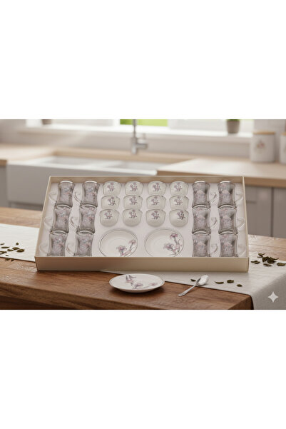 Generic طقم فناجيل قهوة وكاسات شاي