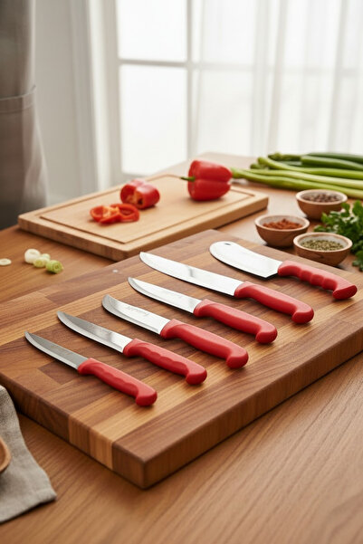 MERTCAN KNİFE 6 Parça Mutfak Bıçak Seti - Paslanmaz Çelik Lazer Kesim Bıçak T...