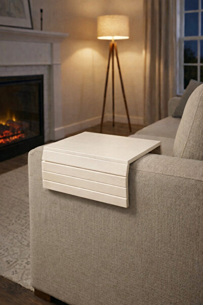 HGROUP Koltuk Kolçak Sehpası Kahverengi 40x20cm – Bardak ve TV Kumandası İçin...