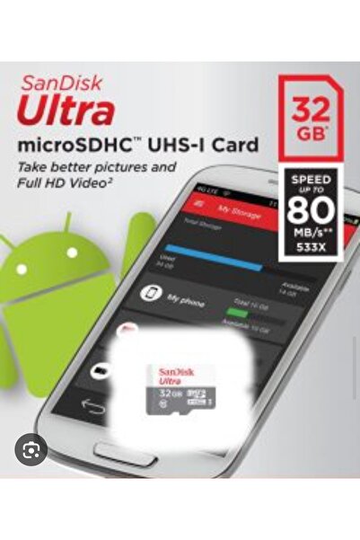 ROTA KIRTASİYE Sandisk Ultra 32GB 80MB/s Micro SD Hafıza Kartı