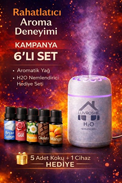 luvroshe 6 Lİ SET -TYPE-C Cihaz +5 Adet Esansiyel koku + 1 hava nemlendiricis...