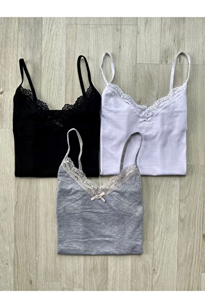 VicTroy قميص داخلي نسائي من القطن والليكرا مزود بثلاثة أشرطة من الحبال والدان...