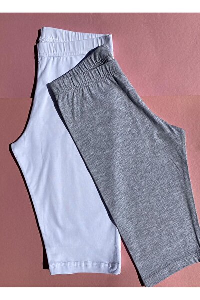 VicTroy 2 komada sivih i belih pamučnih likra ženskih tajica