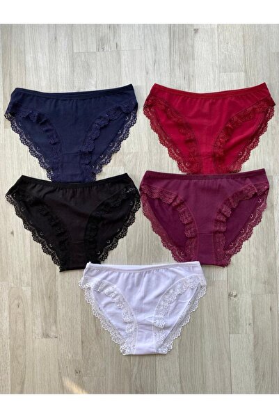 VicTroy 5 bucăți de prune, bleumarin, roșu claret, dantelă alb-negru din bumb...