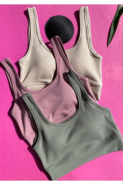 VicTroy Polo tílko Çağla Y – Polyamid, 3 balení s vycpávkami, krémová a růžov...