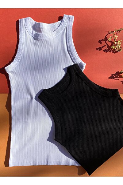 VicTroy Βαμβακερό γιακά Halter 2'li Μαύρο και άσπρο πουκάμισο Underpin Saviou...