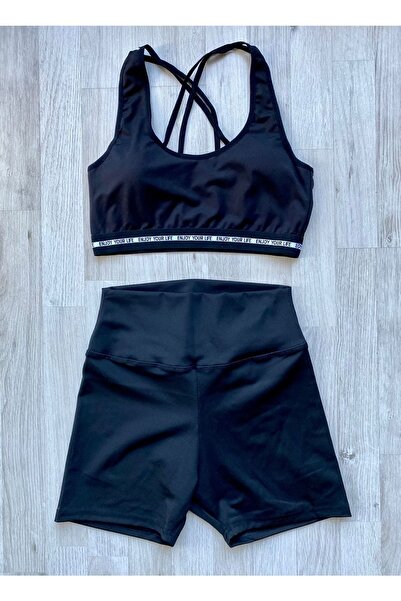 VicTroy Pantaloni scurți cu talie înaltă din material de scufundări și bustie...