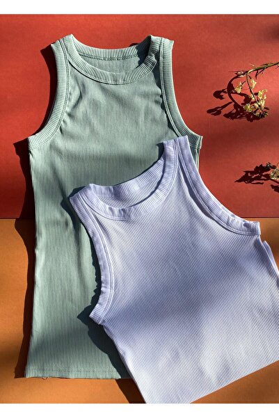 VicTroy طوق الرسن قطعتين من القطن الأخضر والأبيض تحت القميص المنقذ للنساء قمي...