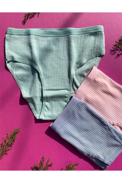 VicTroy Βαμβακερό 3 τεμάχιο ροζ, πράσινο και γαλάζιο χρώμα Τρίγωνο γυναικείο ...