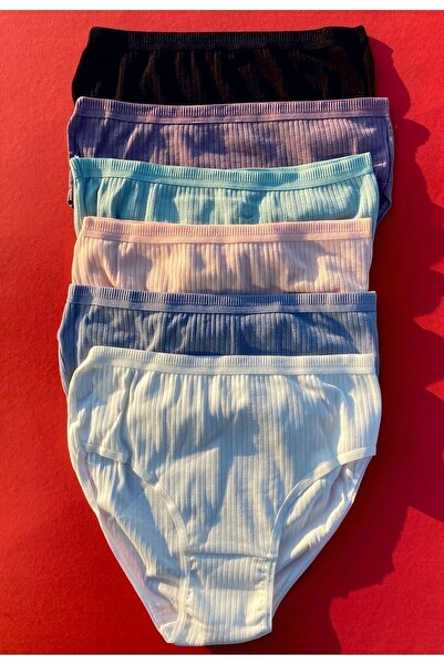 VicTroy سراويل داخلية نسائية مضلعة من القطن الليكرا مكونة من 6 قطع