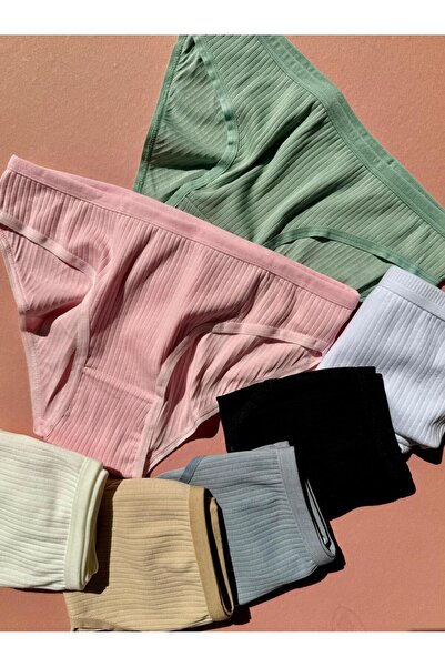 Ahmio Corded, Cotton 7 Pieces Colorful Lycra Soft Fabric Women's Panties