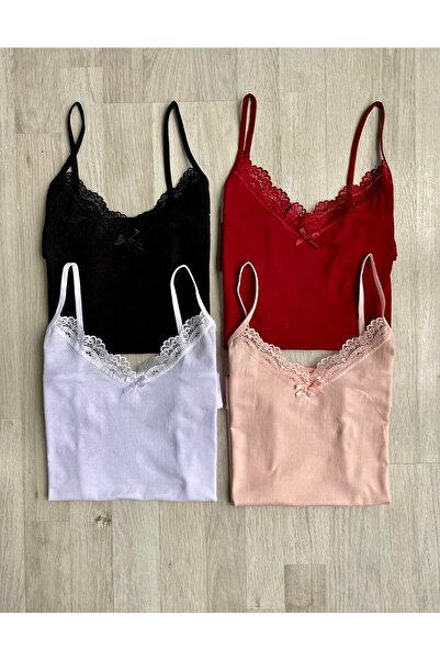 VicTroy 4 τεμάχια μπορντό, λευκό, σομόν και μαύρο χρώμα Δαντελένιο φιόγκο και...