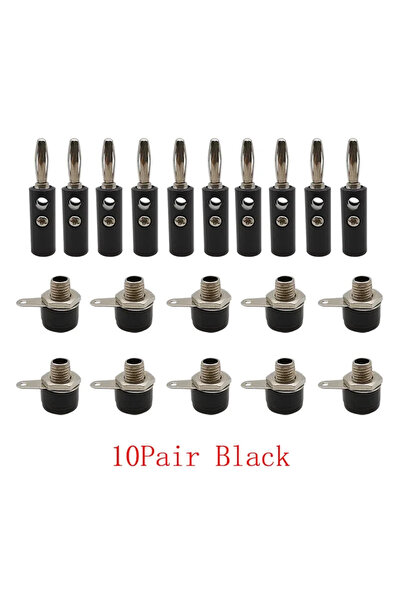 Choice موصل طرفي أسود من نوع "موز" 4 مم، 10 أزواج، ذكر وأنثى، للتثبيت على اللوحة