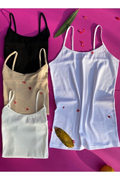 VicTroy Cotton, Lycra Corded 4 Pieces Rope Strap Skin, Black, White and Ecru ...