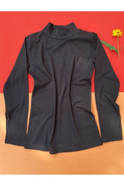 VicTroy Tricou din bumbac cu mânecă lungă, 1 bucată, culoare neagră-atletă