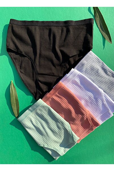 VicTroy Γυναικεία 5 τεμάχια βαμβακερά ροζ, μαύρα, λευκά μπλε και πράσινα σλιπ...