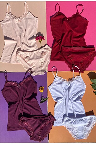 VicTroy Čipka paket Pamuk donjih majica i gaćica sa 4 vješalice u boji lososa...