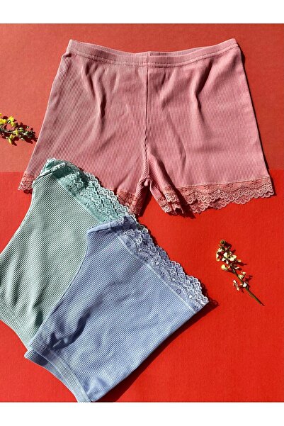 VicTroy Kaşkorse 3’lü Yeşil, Gül Kurusu ve Mavi Renk Pamuklu Fitilli Kadın Bo...