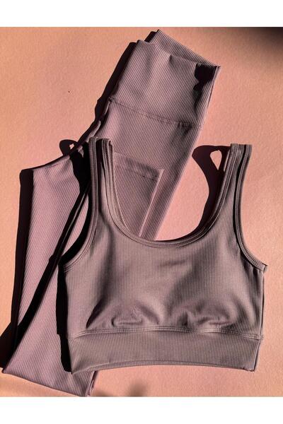 Ahmio Γυναικείο κολάν και μπουστάκι με ελαστικό και ψηλόμεσο κοστούμι από πολ...