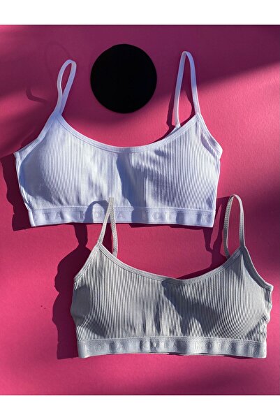 VicTroy Semi rezervor din bumbac, 2 bucăți, alb și gri, cu frânghie subțire, ...