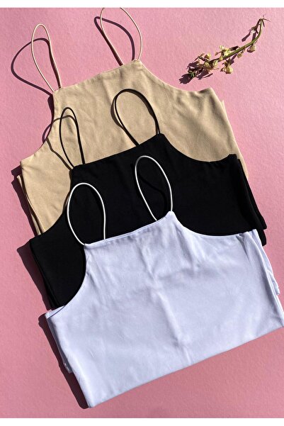 VicTroy Square Collar 3-Piece Black, White and Tan Color Chest Two-Layer Comb...