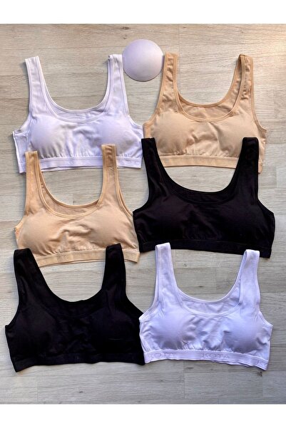 VicTroy 6 Pieces Padded Skin-black-white Thick Strap Cotton and Lycra Half Un...