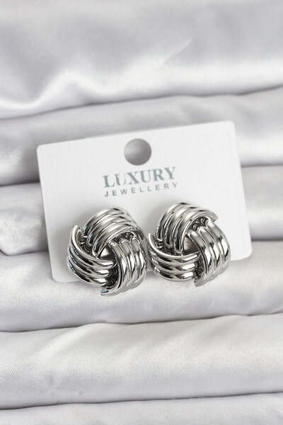 Skygo أقراط نسائية من النحاس الأصفر اللون الفضي - TJ-BKP11347