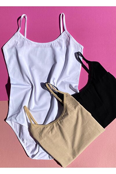 VicTroy 3 τμχ Μαύρο βαμβακερό καλοκαιρινό μπλουζάκι και εσώρουχο - Skin & White
