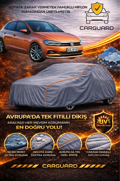 CarGuard Volkswagen Polo 2019 Ve Sonrası Pro Fitilli Araba Branda Miflonlu Ot...