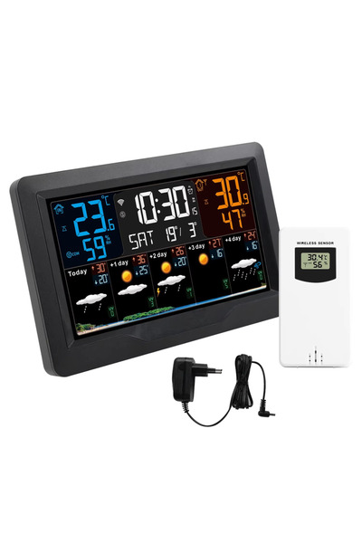 Choice محطة الطقس الذكية Tuya المزودة بمقبس أوروبي وواي فاي، مقياس درجة الحرا...