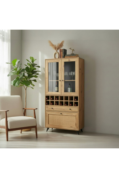 WEXO VENTURA SR-01 HASIR KAPAKLI ŞARAPLIK - BAR DOLABI - ATLANTİK ÇAM
