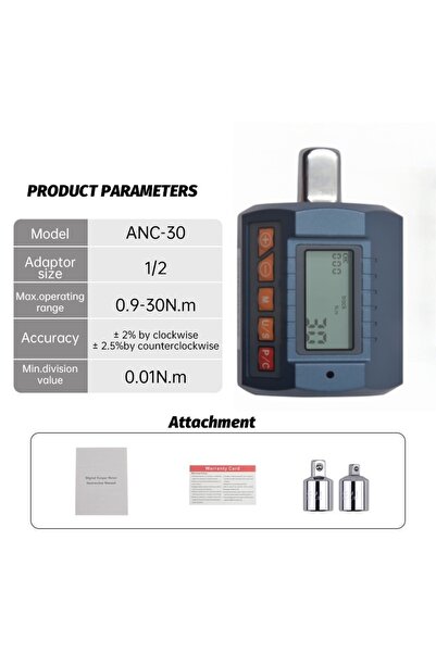 Choice مقياس عزم الدوران الرقمي ذو الشاشة الكبيرة ANC-30 ANC N.M الصناعي، أدا...