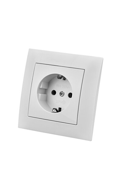 Choice3 EU 1 Socket With Ground White Wall Embedded Classic With Ground Flame...