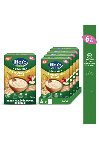Hero Baby Organik Buğdaylı Yulaflı Elmalı 200g x4
