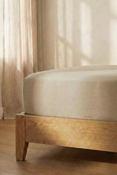 Alez Fabrikası Single Cotton Fitted Sheet Beige 100X200