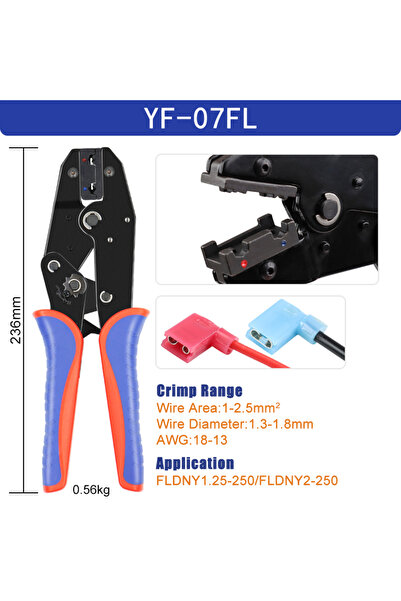 Choice YF-07FL Flag Terminal Crimping Tools L-shaped insulated/Non insulated ...