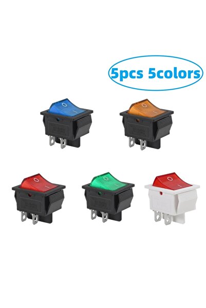 Choice 5 قطع، 5 ألوان، مفتاح KCD4 Rker، تيار متردد 10 أمبير/125 فولت، 6 أمبير...