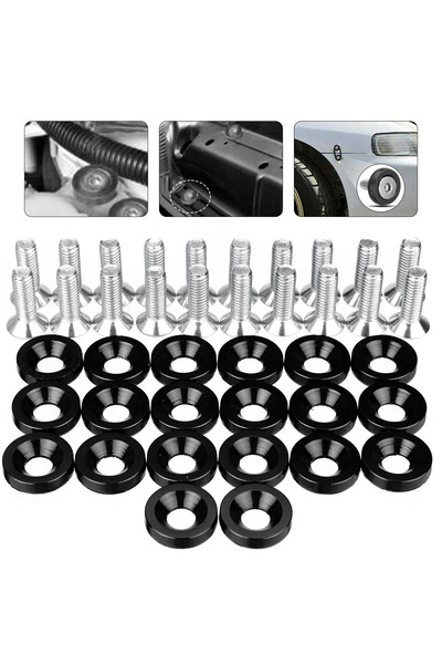 Choice black 40pcs M6 Aluminum Hex Head Bolts & Fender Washer Screws - Univer...