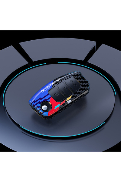 Choice غطاء مفتاح قابل للطي من مادة ABS باللون الأزرق الكربوني لسيارات فورد ف...