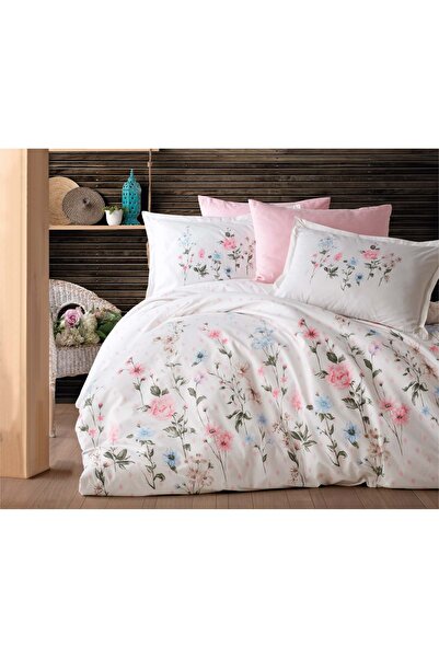 Clasy Tek Kişilik Pamuk Ranforce Nevresim Takımı Palitra Pudra