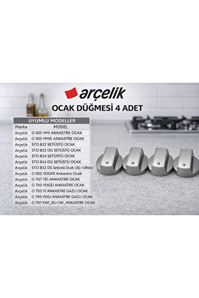Arçelik Ocak 4 Adet Düğme Yandan Kontrol Düğmesi