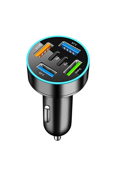 Choice شاحن سيارة بخمسة منافذ 2PD و4USB بقوة 250 واط، يدعم الشحن السريع PD وQ...
