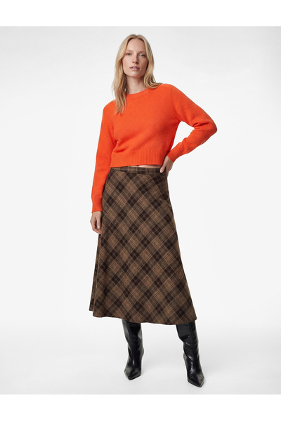 Koton Fusta midi în carouri cu detaliu cu fermoar