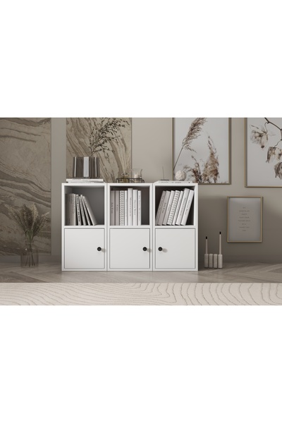 Nettrends 3 Kapaklı Raflı 65 cm Beyaz Ktp-1050-ç Kitaplık