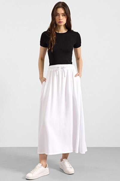 Olcay Fusta din denim moale cu talie elastică ALBĂ 7068