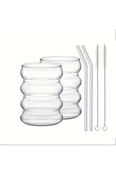 Choice كوبان من زجاج البوروسيليكات عالي الجودة، سعة 350 مل/11.8 أونصة، مع ماص...