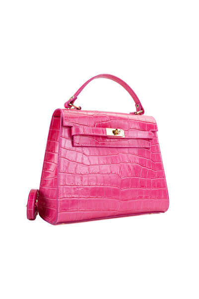 Posete Fagaras Poseta Piele Teresa - Croco - Fucsia, Geanta Casual din Piele ...