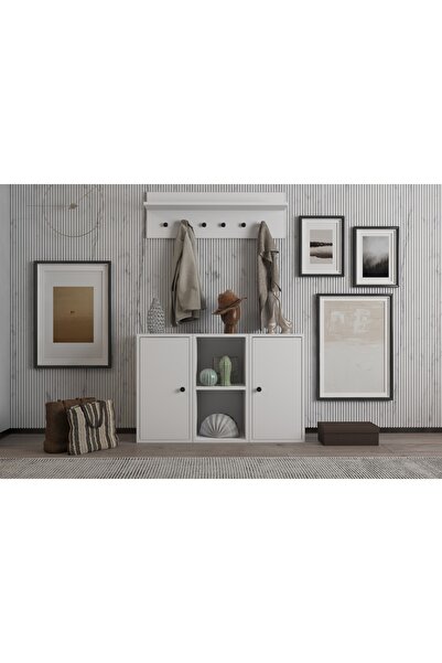 Nettrends Duvar Askilikli Ayakkabilikli Portmanto Beyaz 97 Cm Prt-1023-ç